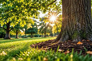 Golden Hour Tree Trunk Park